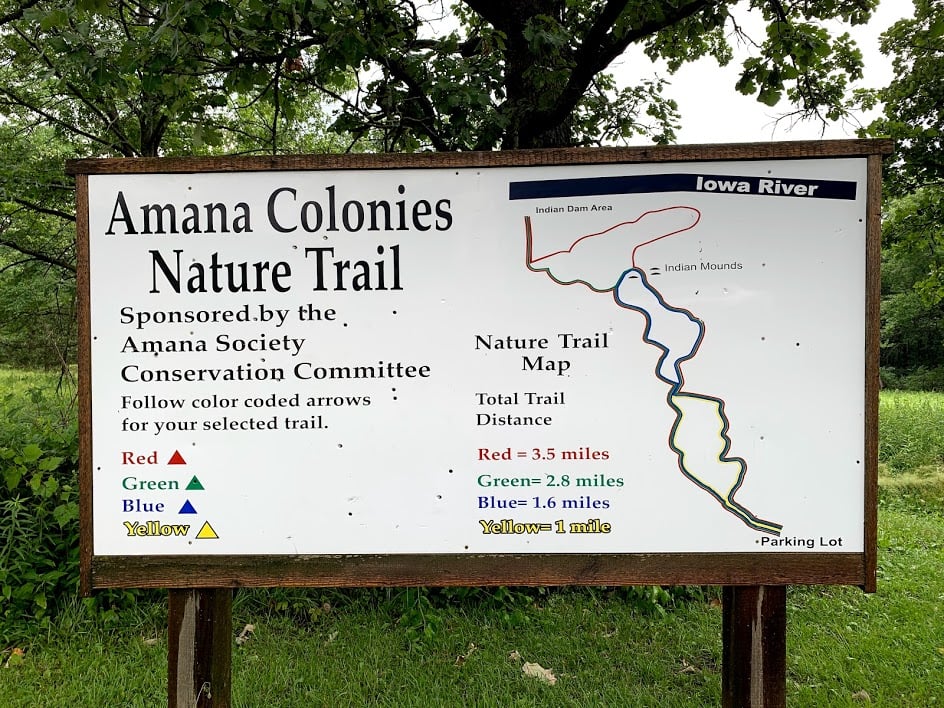 Amana Nature Trail map sign