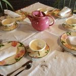 Teaset with pink teapot