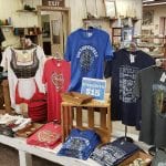 woolen mill inside with Oktoberfest shirts