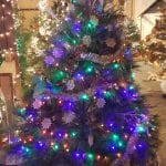 Zuber's tree decorated with blue lights
