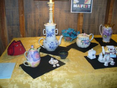 several teasets of various types and colors