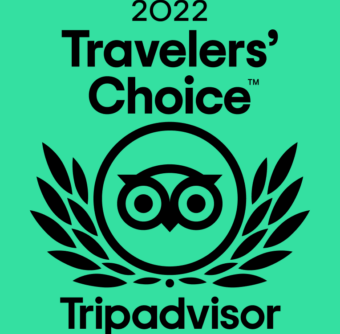 Tripadvisor logo and text reading 2022 Travelers' Choice