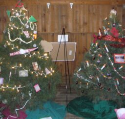 two decorated Christmas trees