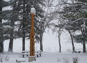 baseball bat and ball in snow